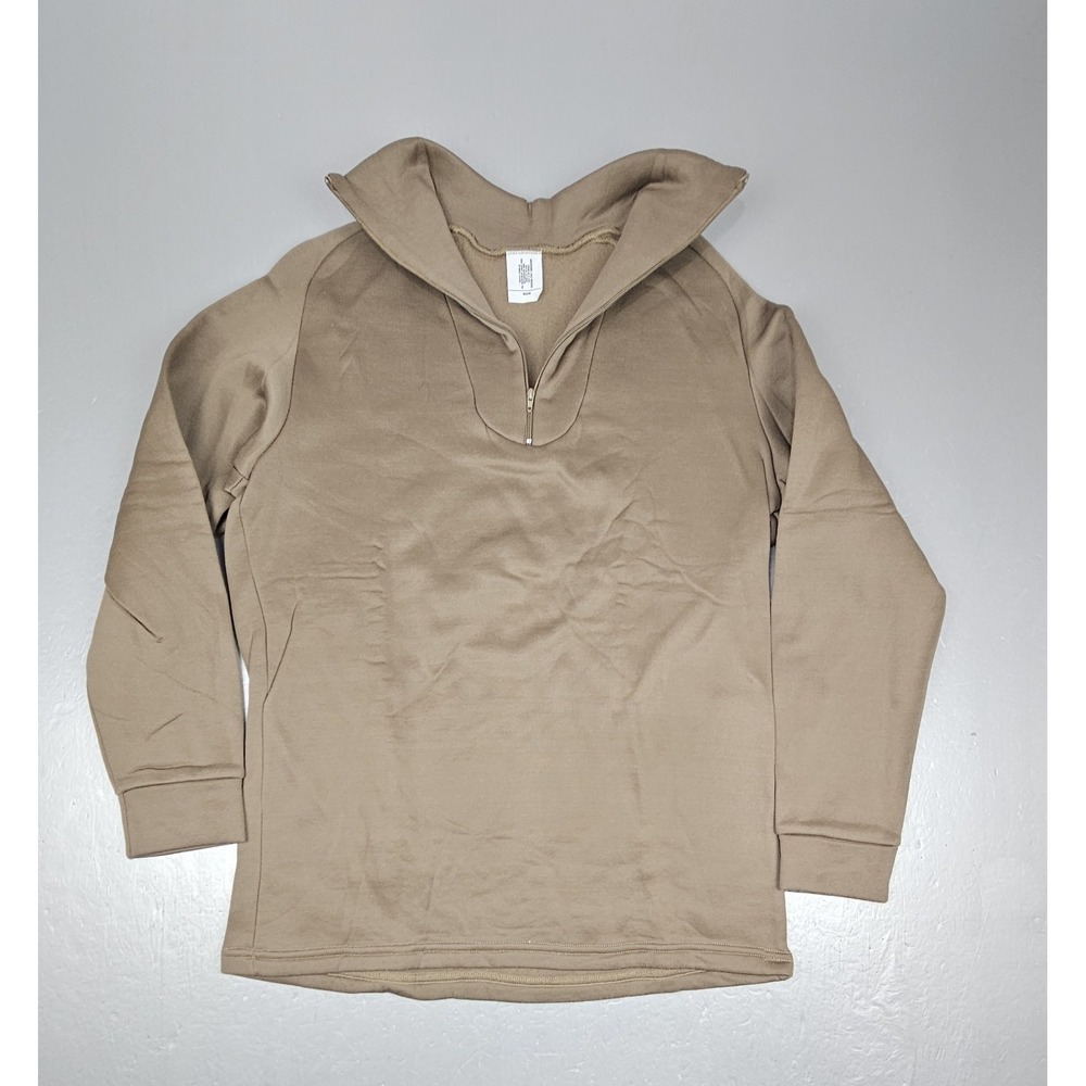 Army Undershirt Cold Weather Qt‎ Zip Pullover Mens Medium Tan 100% Polypropylene